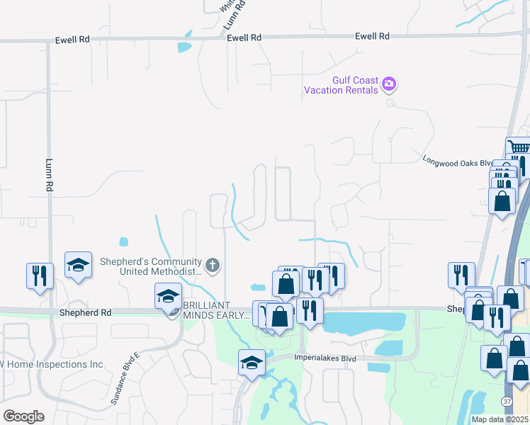 map of restaurants, bars, coffee shops, grocery stores, and more near 6365 Sedgeford Drive in Lakeland