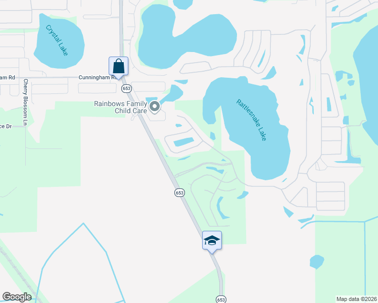 map of restaurants, bars, coffee shops, grocery stores, and more near 6117 Pebble Beach Boulevard in Winter Haven