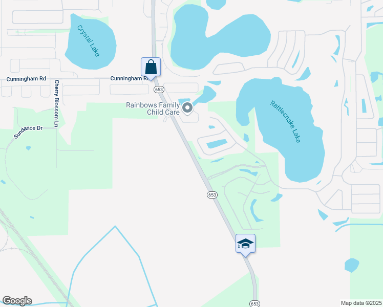map of restaurants, bars, coffee shops, grocery stores, and more near State Highway 653 in Winter Haven