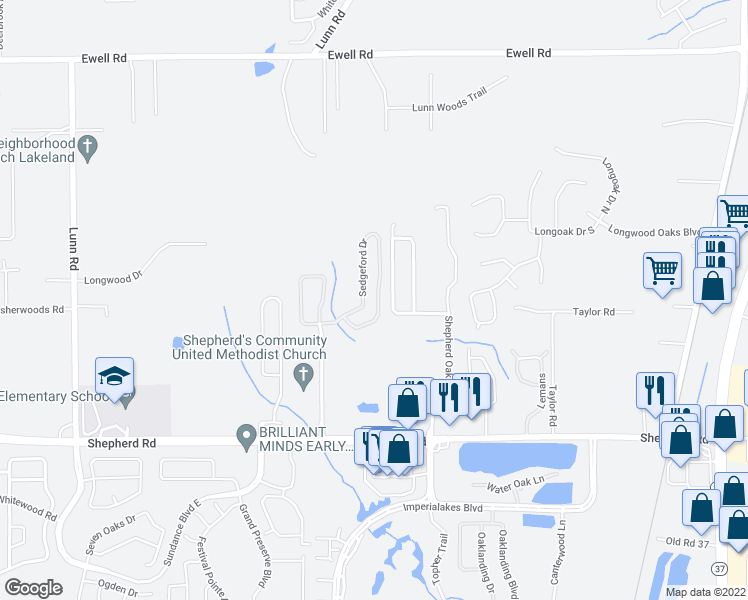 map of restaurants, bars, coffee shops, grocery stores, and more near 6368 Sedgeford Drive in Lakeland