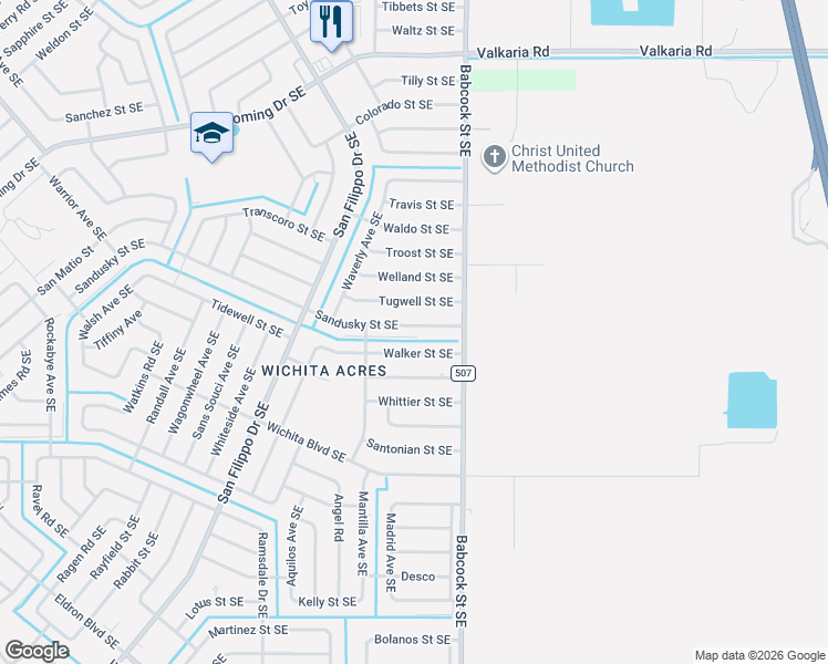 map of restaurants, bars, coffee shops, grocery stores, and more near 1631 Walker Street Southeast in Palm Bay