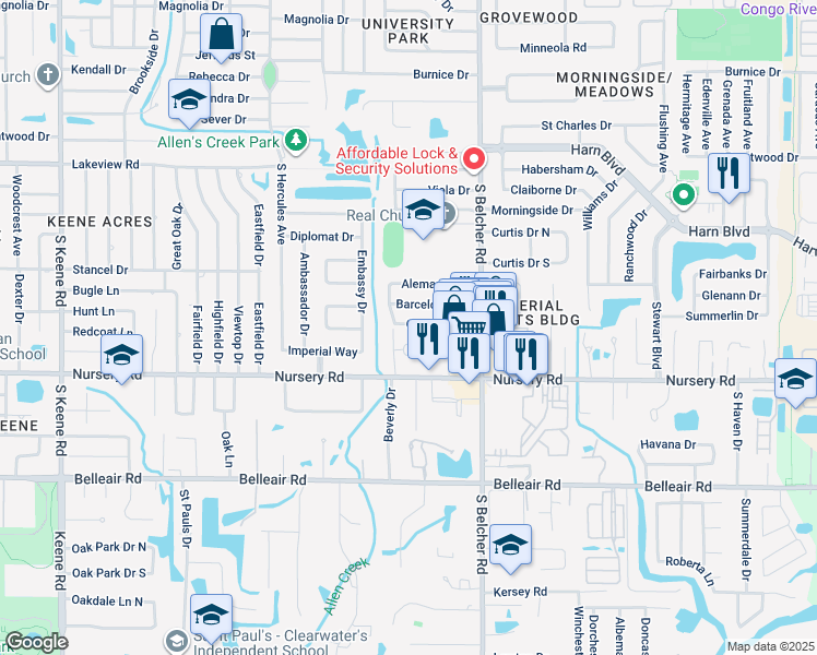 map of restaurants, bars, coffee shops, grocery stores, and more near 20 Catalina Drive in Clearwater