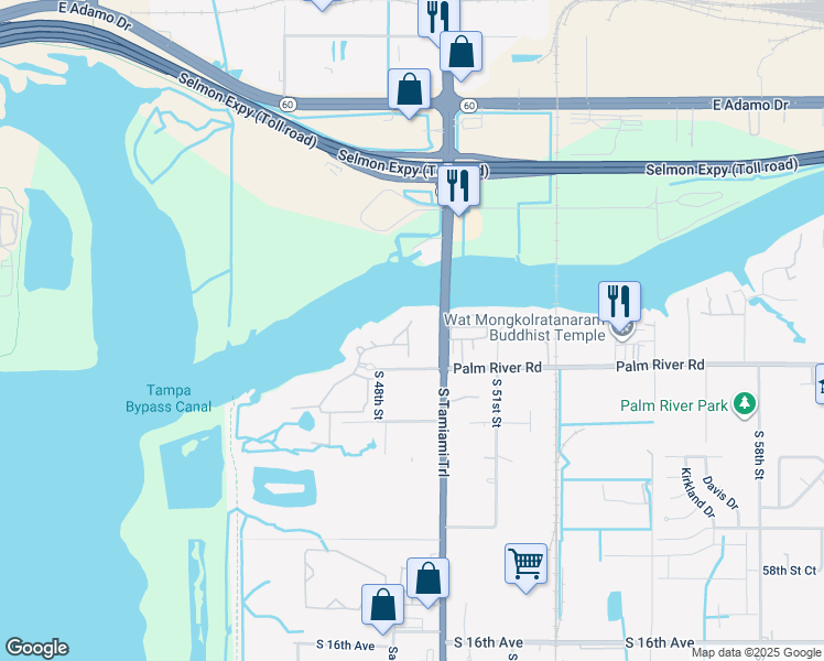 map of restaurants, bars, coffee shops, grocery stores, and more near 510 Wheaton Trent Place in Tampa