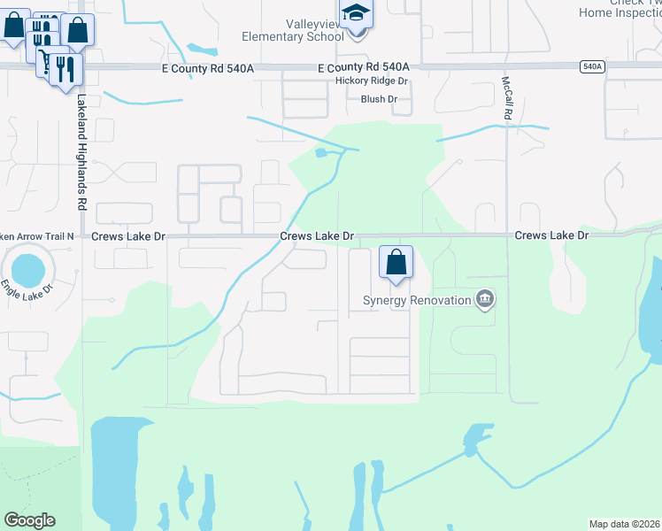 map of restaurants, bars, coffee shops, grocery stores, and more near 2748 Highlands Creek Drive in Lakeland