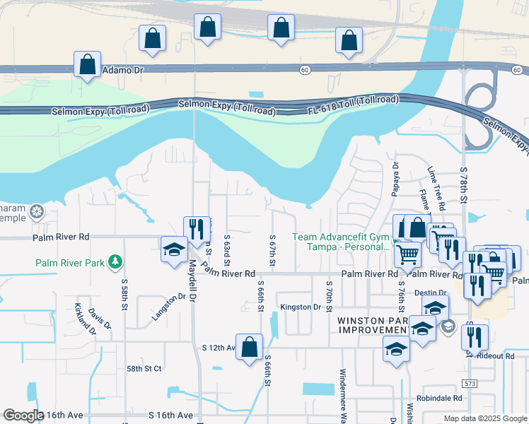 map of restaurants, bars, coffee shops, grocery stores, and more near 6324 Buster Drive in Tampa
