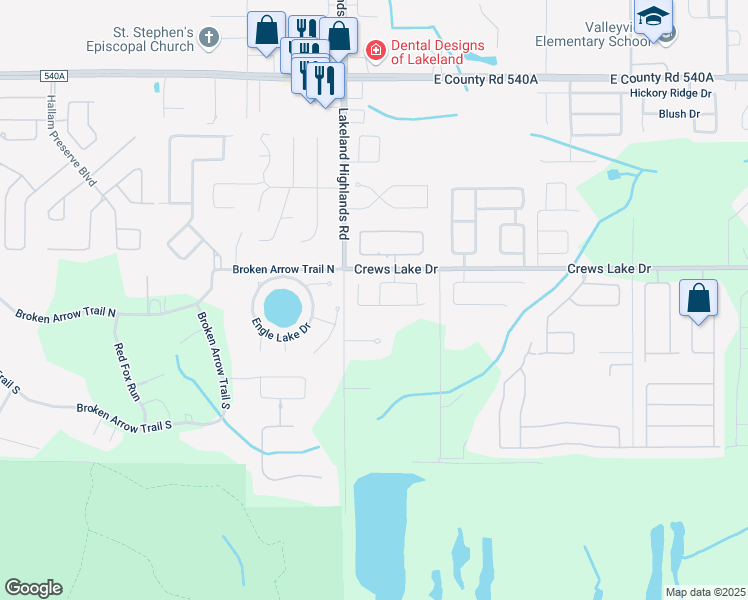 map of restaurants, bars, coffee shops, grocery stores, and more near 2246 Colony Club Drive in Lakeland
