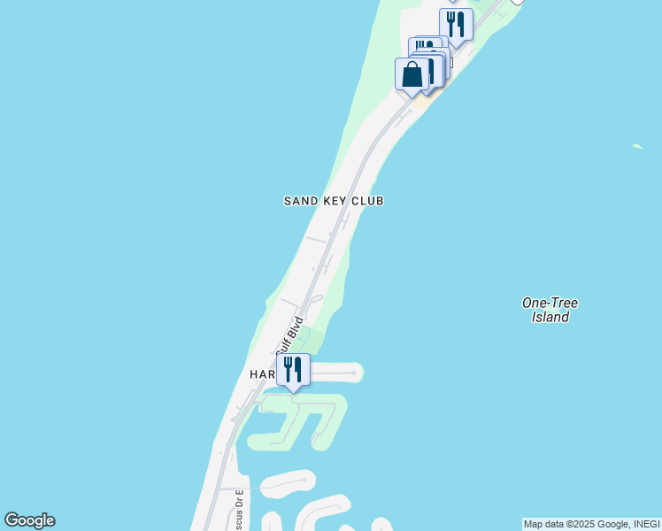 map of restaurants, bars, coffee shops, grocery stores, and more near 1451 Gulf Boulevard in Clearwater