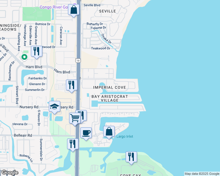 map of restaurants, bars, coffee shops, grocery stores, and more near 19029 US Highway 19 North in Clearwater