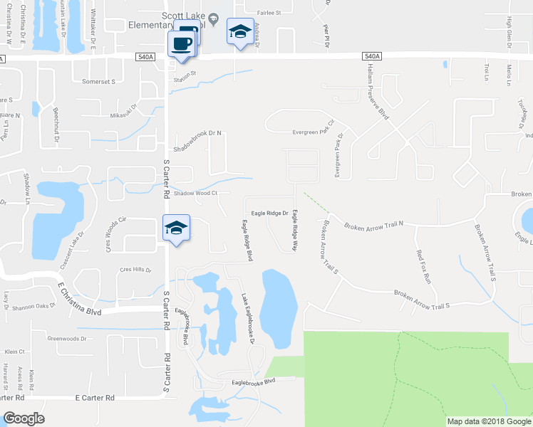 map of restaurants, bars, coffee shops, grocery stores, and more near 6886 Eagle Ridge Way in Lakeland