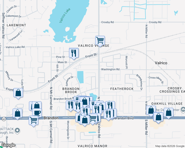 map of restaurants, bars, coffee shops, grocery stores, and more near 419 Benson Street in Valrico