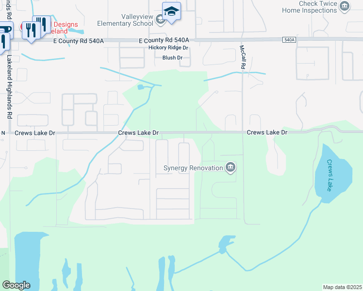 map of restaurants, bars, coffee shops, grocery stores, and more near 6716 Hillis Drive in Lakeland