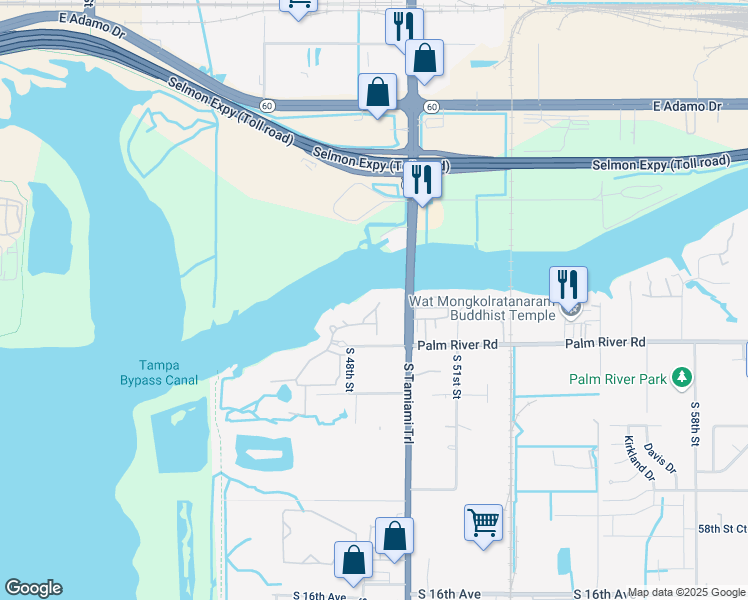 map of restaurants, bars, coffee shops, grocery stores, and more near 507 Vincinda Crest Way in Tampa