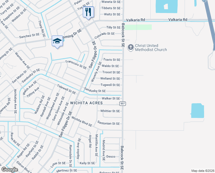 map of restaurants, bars, coffee shops, grocery stores, and more near 1620 Tugwell Street Southeast in Palm Bay