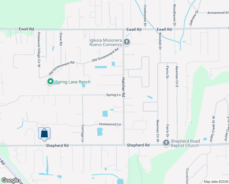 map of restaurants, bars, coffee shops, grocery stores, and more near 4215 Spring Lane in Lakeland