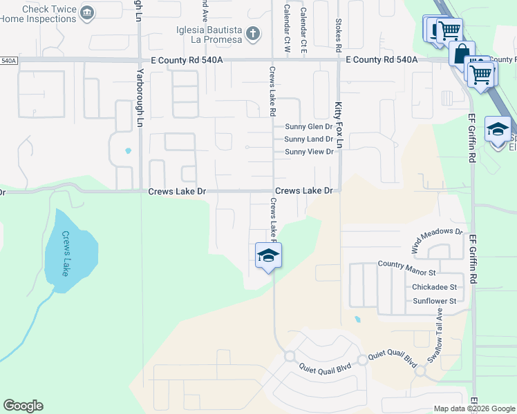 map of restaurants, bars, coffee shops, grocery stores, and more near 4009 Oakley Way in Lakeland