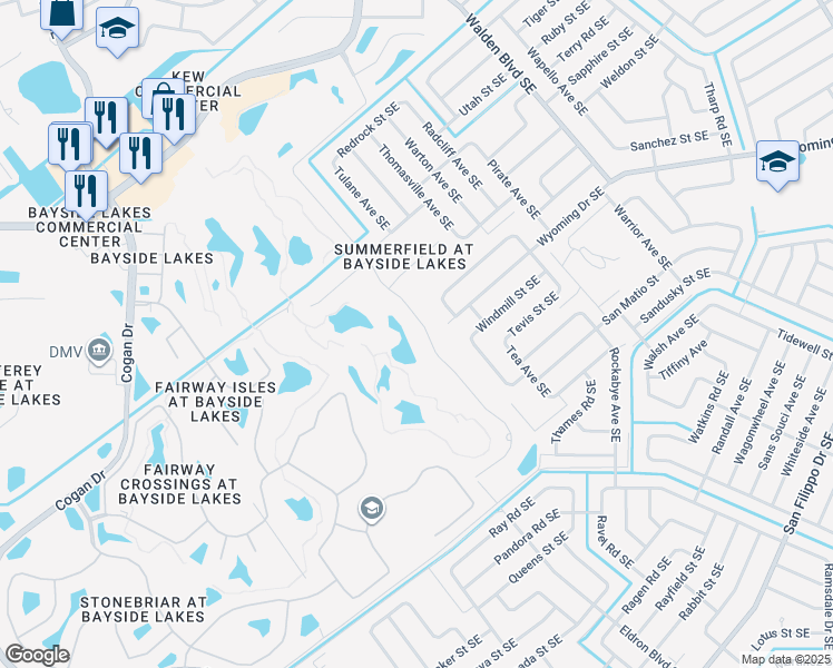 map of restaurants, bars, coffee shops, grocery stores, and more near 2067 Windbrook Drive in Palm Bay