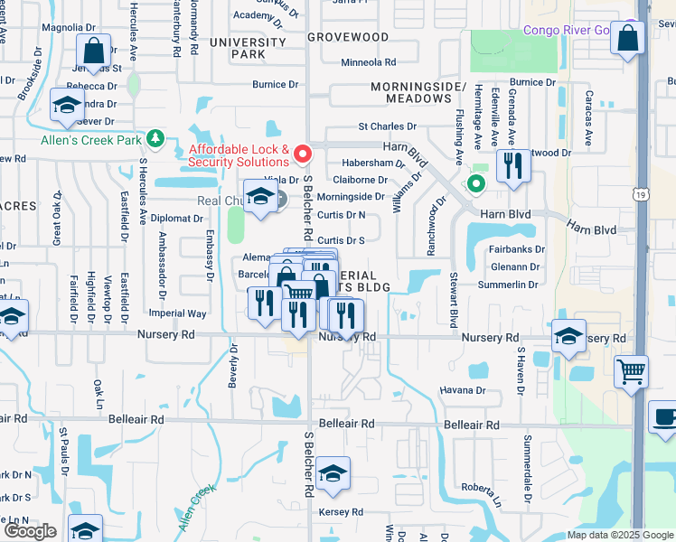 map of restaurants, bars, coffee shops, grocery stores, and more near in Clearwater