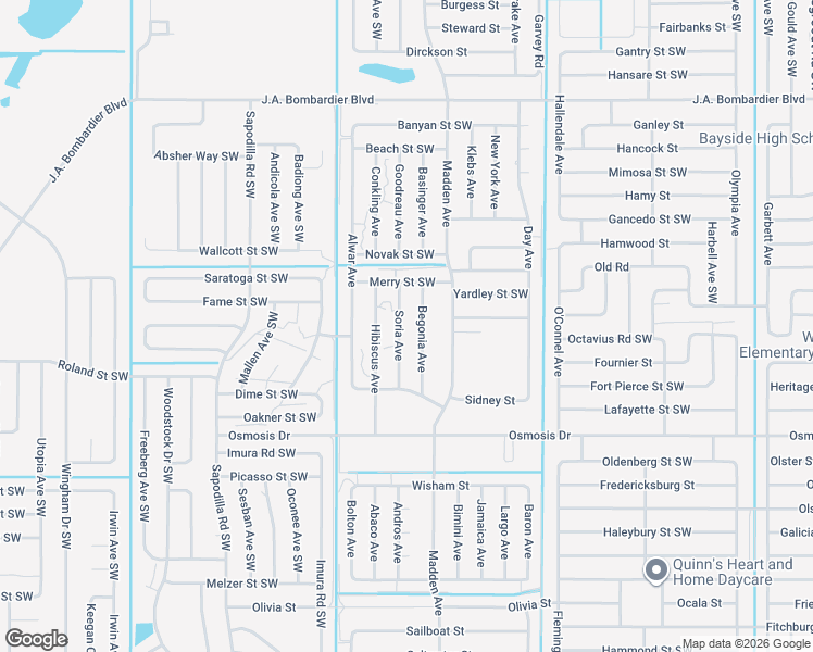 map of restaurants, bars, coffee shops, grocery stores, and more near 2141 Soria Avenue in Palm Bay