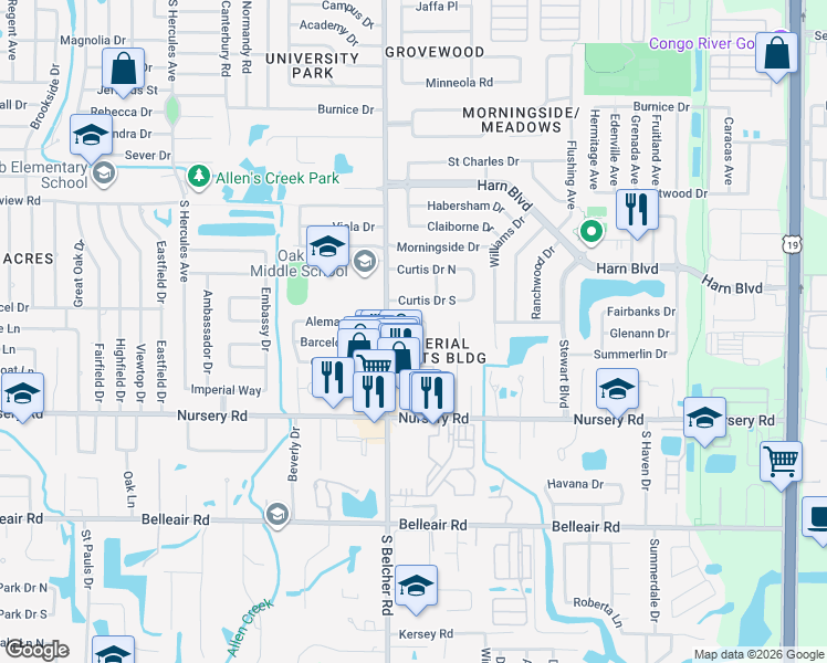 map of restaurants, bars, coffee shops, grocery stores, and more near in Clearwater