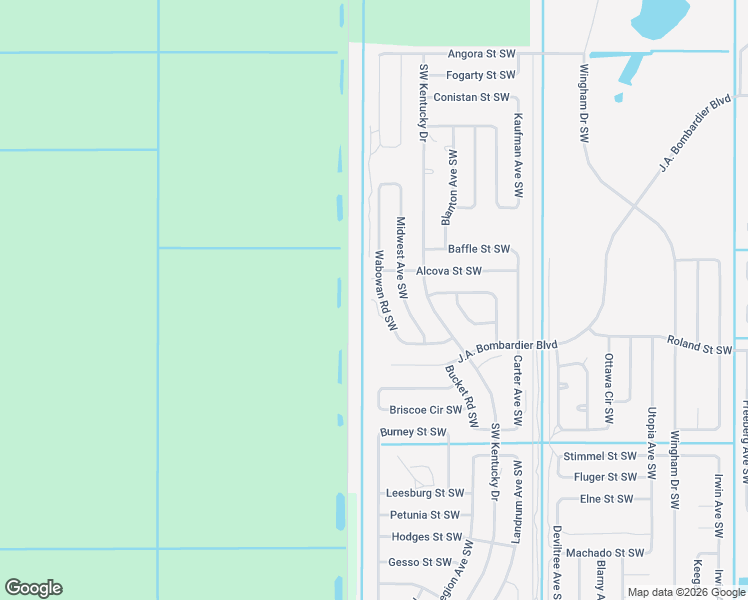 map of restaurants, bars, coffee shops, grocery stores, and more near 2138 Midwest Avenue Southwest in Palm Bay