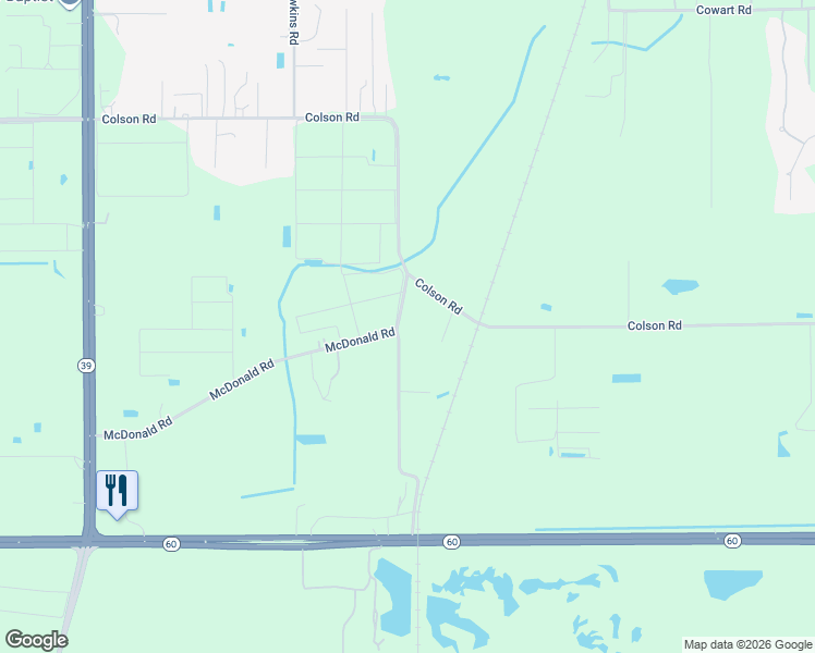 map of restaurants, bars, coffee shops, grocery stores, and more near 903 McDonald Road in Plant City