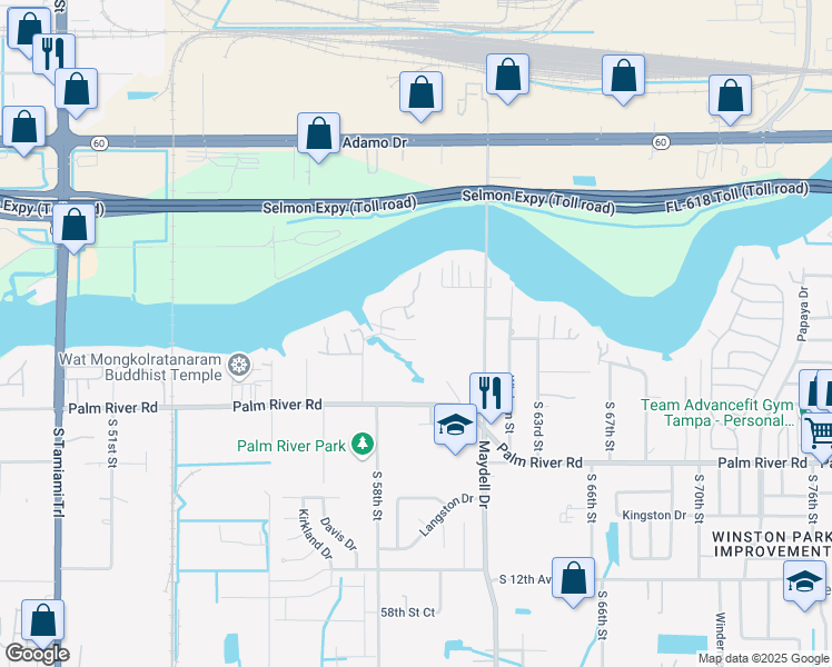 map of restaurants, bars, coffee shops, grocery stores, and more near 5902 Ferry Lane in Tampa