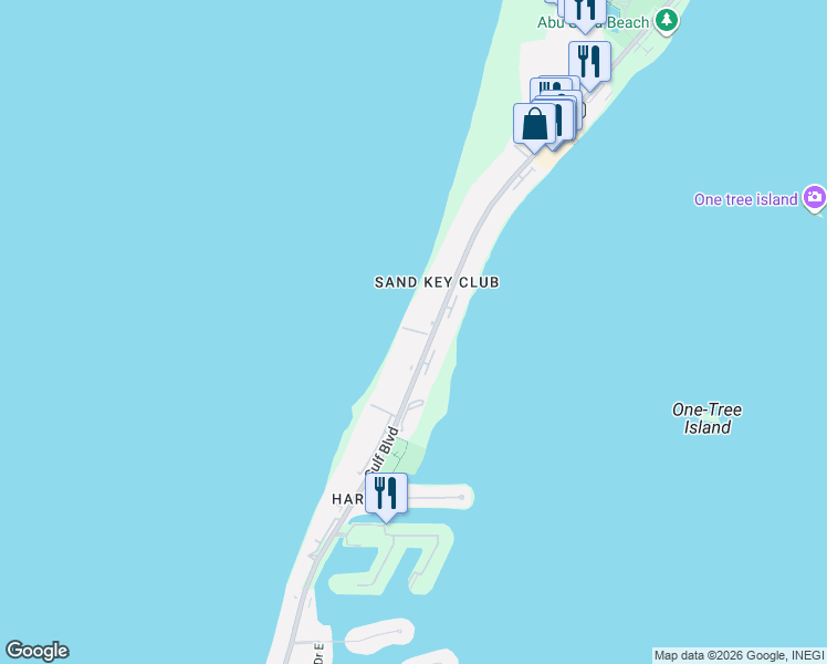 map of restaurants, bars, coffee shops, grocery stores, and more near 1460 Gulf Boulevard in Clearwater