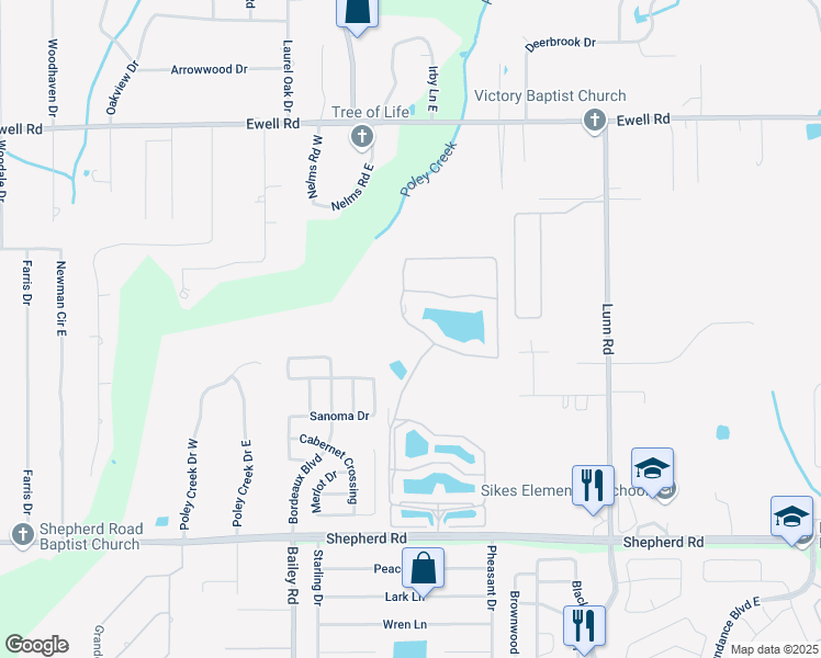 map of restaurants, bars, coffee shops, grocery stores, and more near 23 Mahaffey Circle in Lakeland
