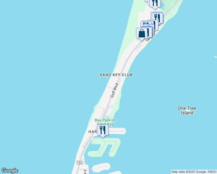 map of restaurants, bars, coffee shops, grocery stores, and more near 1460 Gulf Boulevard in Clearwater