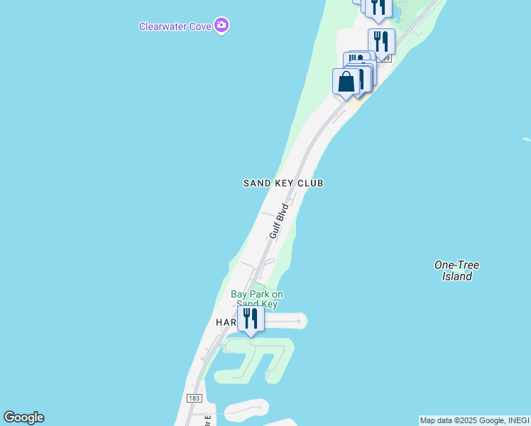 map of restaurants, bars, coffee shops, grocery stores, and more near 1460 Gulf Boulevard in Clearwater