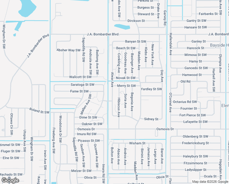 map of restaurants, bars, coffee shops, grocery stores, and more near 2142 Hibiscus Avenue in Palm Bay