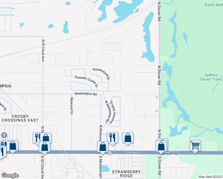 map of restaurants, bars, coffee shops, grocery stores, and more near 509 Somerstone Drive in Valrico