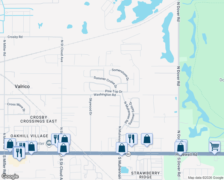 map of restaurants, bars, coffee shops, grocery stores, and more near 3148 Summer House Drive in Valrico