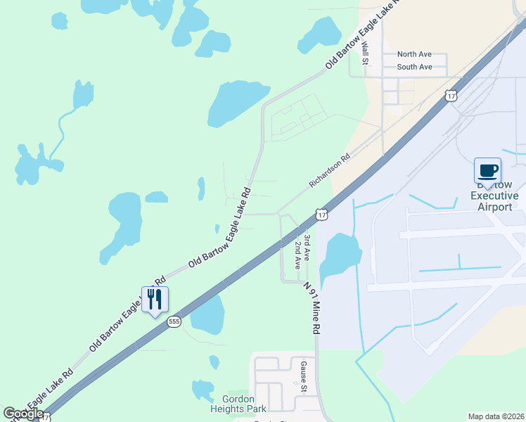 map of restaurants, bars, coffee shops, grocery stores, and more near 2369 Perch Street in Bartow