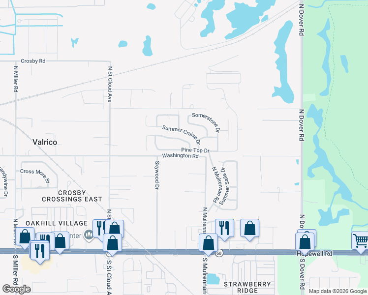 map of restaurants, bars, coffee shops, grocery stores, and more near 3146 Pine Top Drive in Valrico