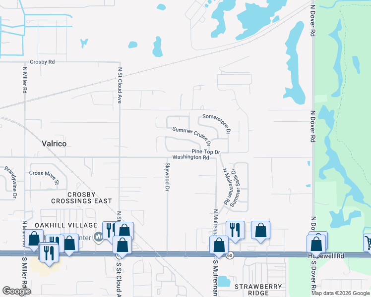 map of restaurants, bars, coffee shops, grocery stores, and more near 3136 Pine Top Drive in Valrico