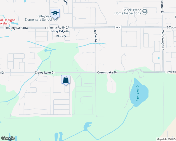 map of restaurants, bars, coffee shops, grocery stores, and more near 6594 Fox Crest Lane in Lakeland