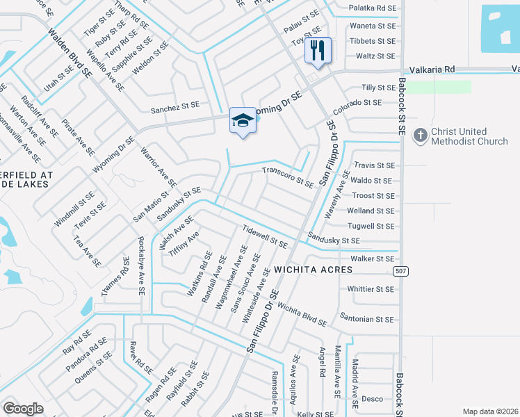 map of restaurants, bars, coffee shops, grocery stores, and more near 1411 Traverse Street Southeast in Palm Bay