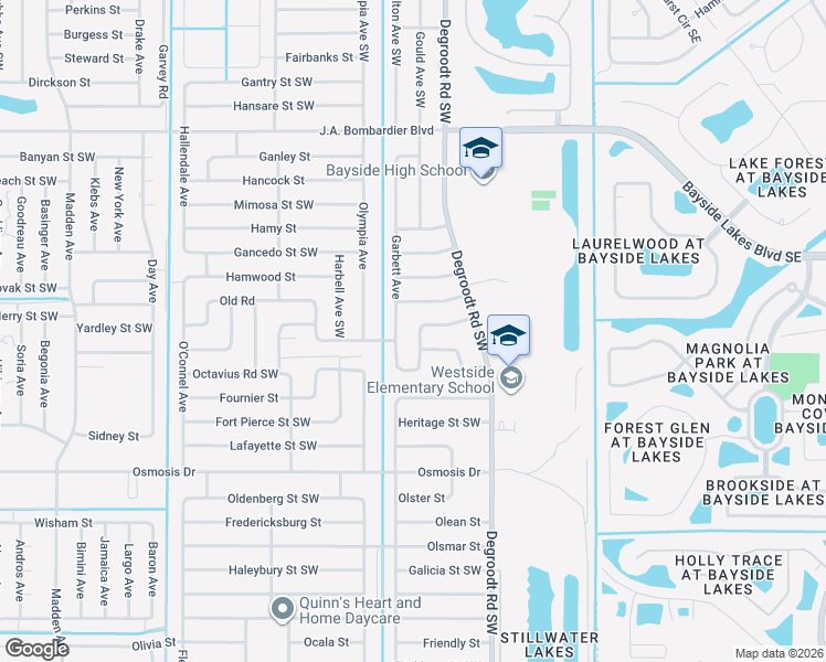 map of restaurants, bars, coffee shops, grocery stores, and more near 388 Hammonton Street Southwest in Palm Bay