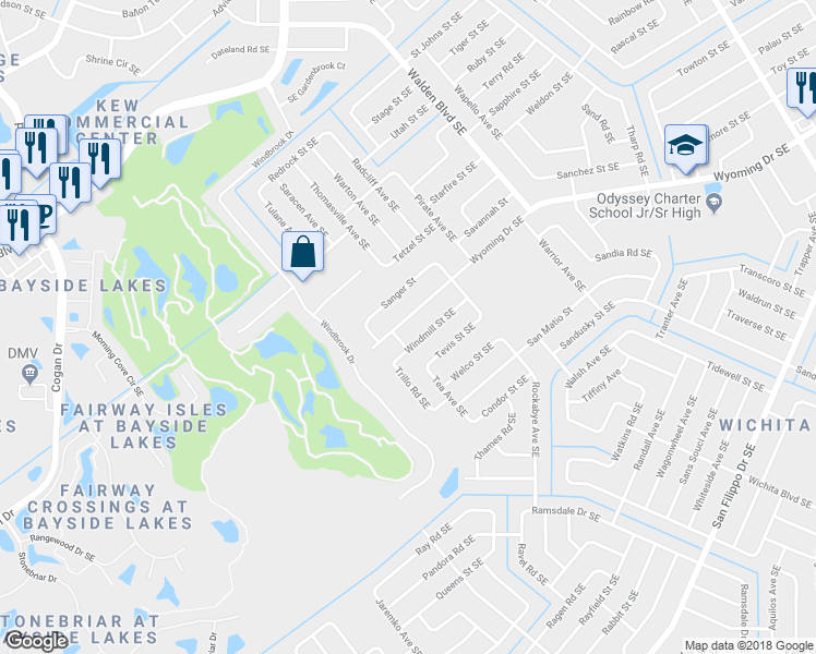 map of restaurants, bars, coffee shops, grocery stores, and more near 1026 Wyoming Drive Southeast in Palm Bay