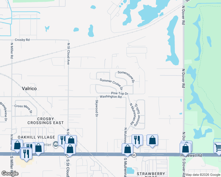 map of restaurants, bars, coffee shops, grocery stores, and more near 3129 Summer House Drive in Valrico
