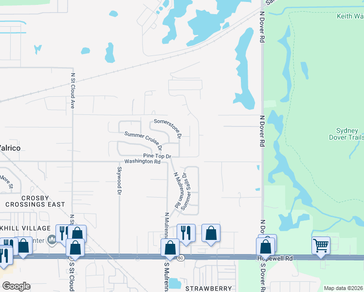 map of restaurants, bars, coffee shops, grocery stores, and more near 509 Somerstone Drive in Valrico