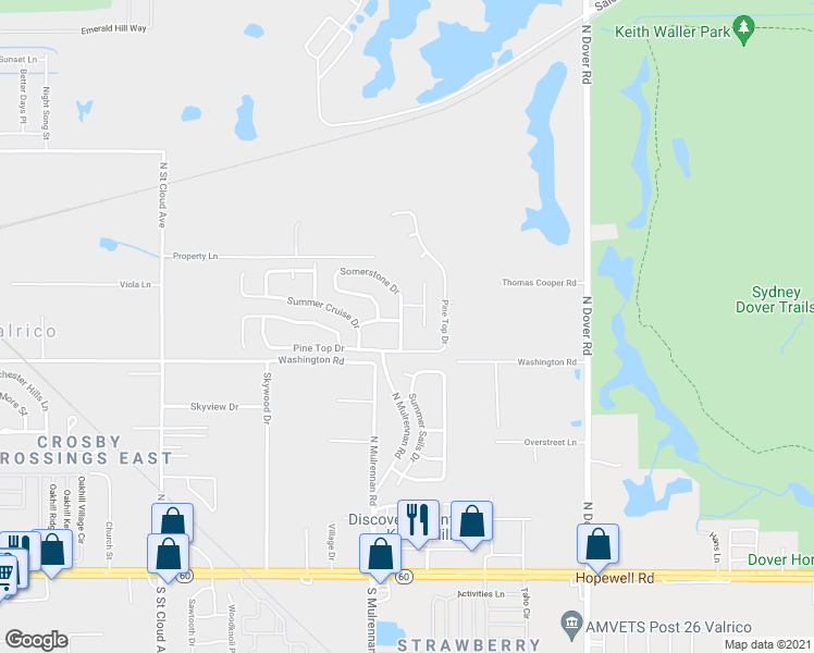 map of restaurants, bars, coffee shops, grocery stores, and more near 509 Somerstone Drive in Valrico