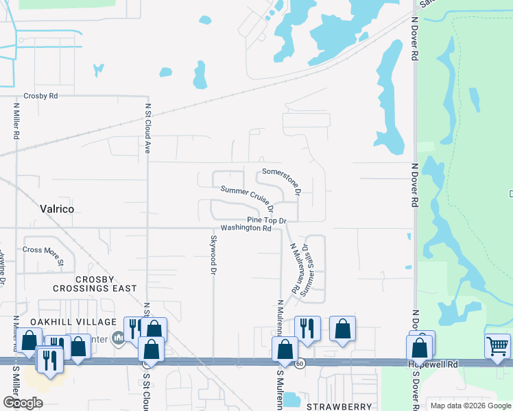 map of restaurants, bars, coffee shops, grocery stores, and more near 3132 Summer House Drive in Valrico