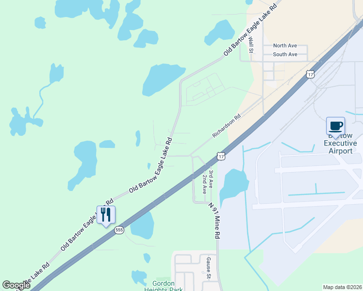 map of restaurants, bars, coffee shops, grocery stores, and more near 2369 Perch Street in Bartow