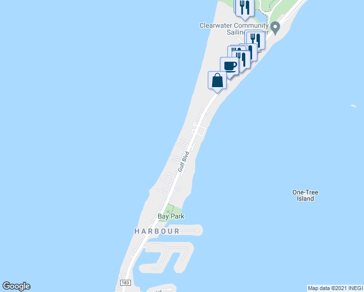 map of restaurants, bars, coffee shops, grocery stores, and more near in Clearwater