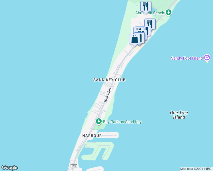 map of restaurants, bars, coffee shops, grocery stores, and more near 1400 Gulf Boulevard in Clearwater