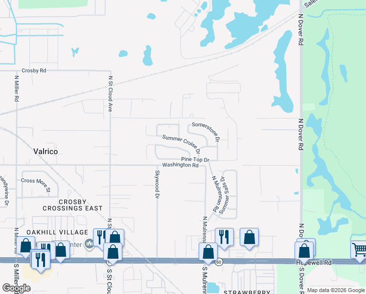 map of restaurants, bars, coffee shops, grocery stores, and more near 3132 Summer House Drive in Valrico
