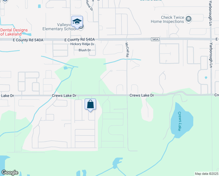 map of restaurants, bars, coffee shops, grocery stores, and more near 3050 Crews Lake Drive in Lakeland
