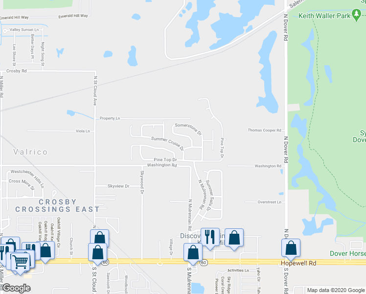 map of restaurants, bars, coffee shops, grocery stores, and more near 3202 Shamrock Park Place in Valrico